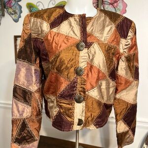 Artistic Brown and Orange Blazer with Structured Silhouette